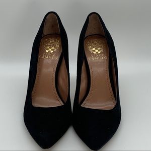 VINCE CAMUTO Pointed Toe Heels, Gold Bottom